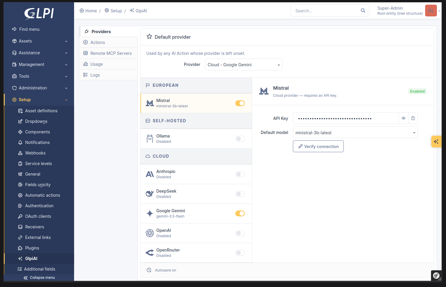 Configuration des providers IA